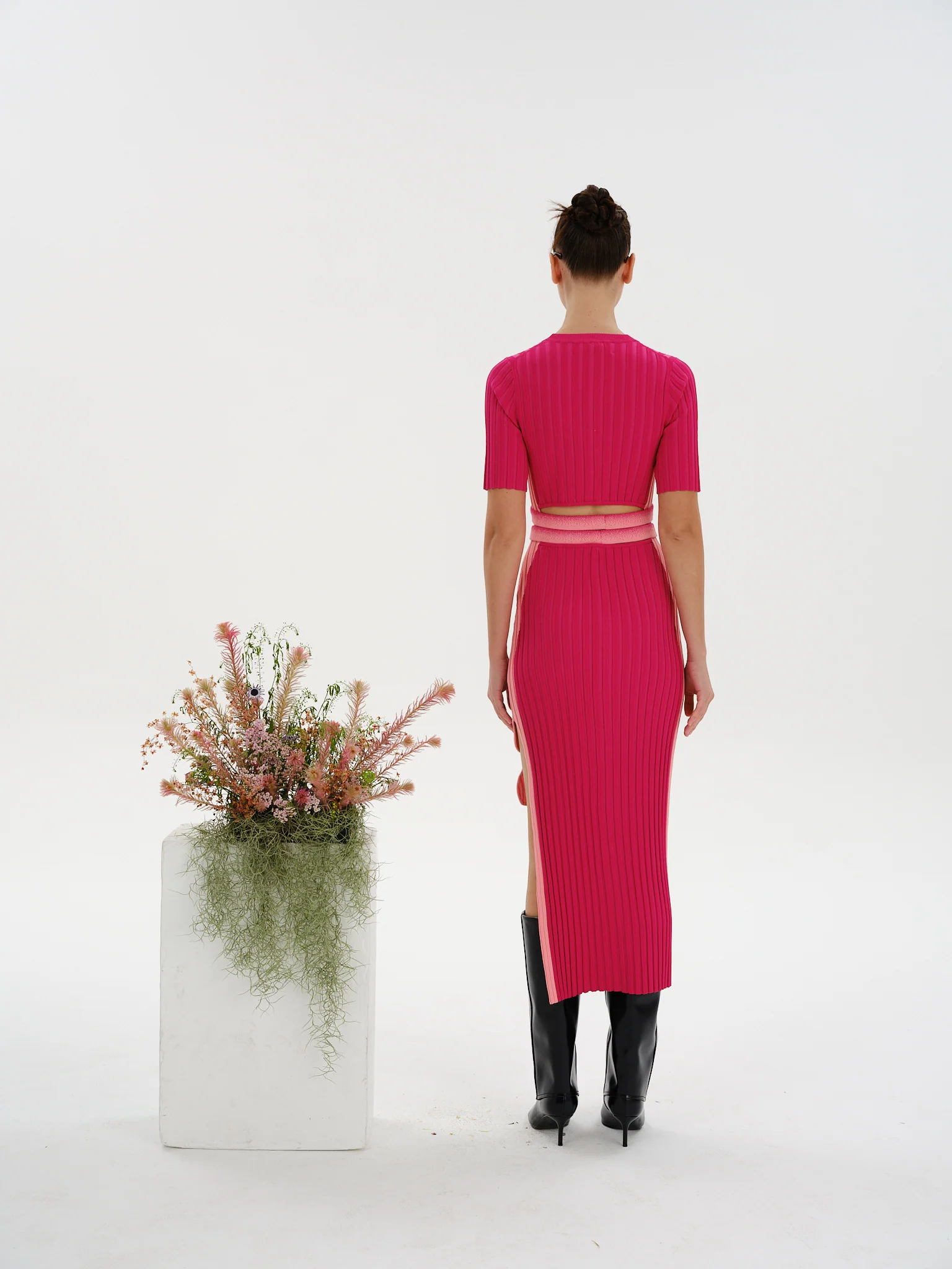 JODIE PLEATED DRESS WITH WAVY SIDE SLIT - Image 5