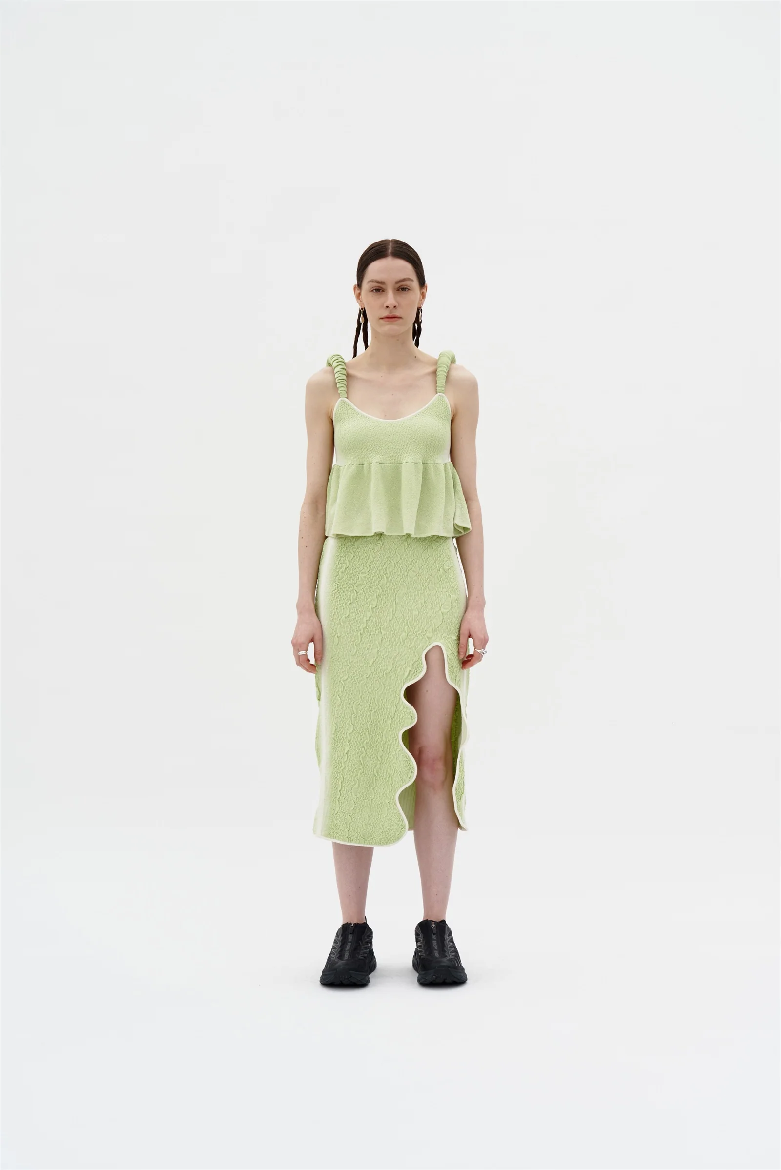 LABBU 3D BUBBLE WAVY MIDI SKIRT - Image 3