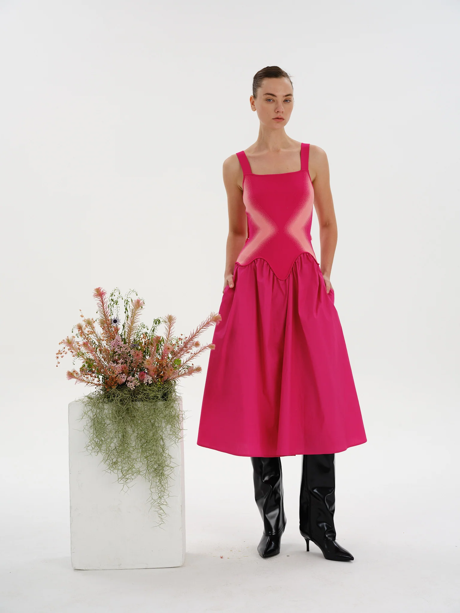 MUSHU MIXED MEDIA LONG DRESS - Image 2